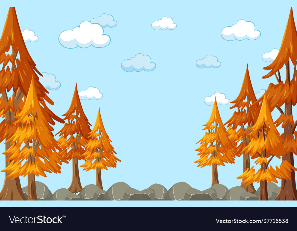 Empty sky background with many tree in autumn vector image Empty sky background with many tree in autumn