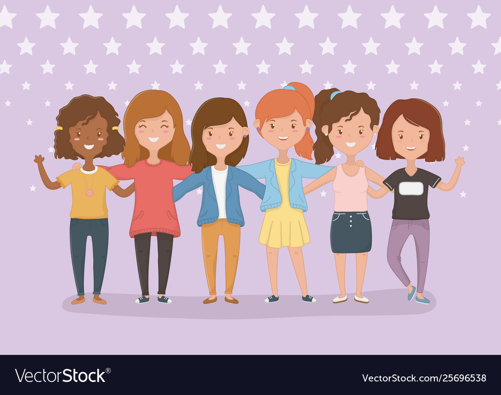 Friendship girls cartoons design Royalty Free Vector Image