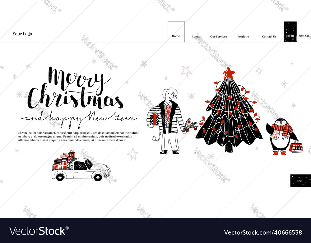 Image of landing home page layout with text vector image Image of landing home page layout with text
