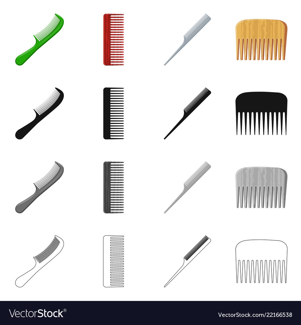 Isolated object of brush and hair icon set