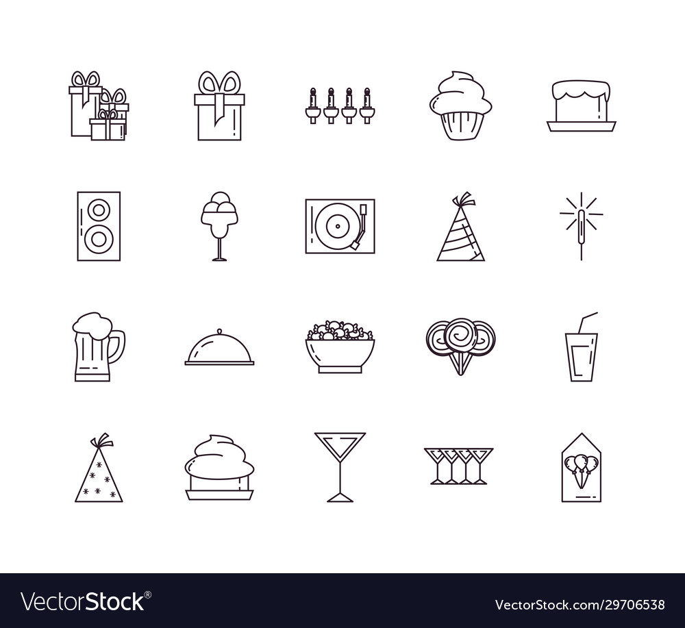 Isolated party line style icon set design