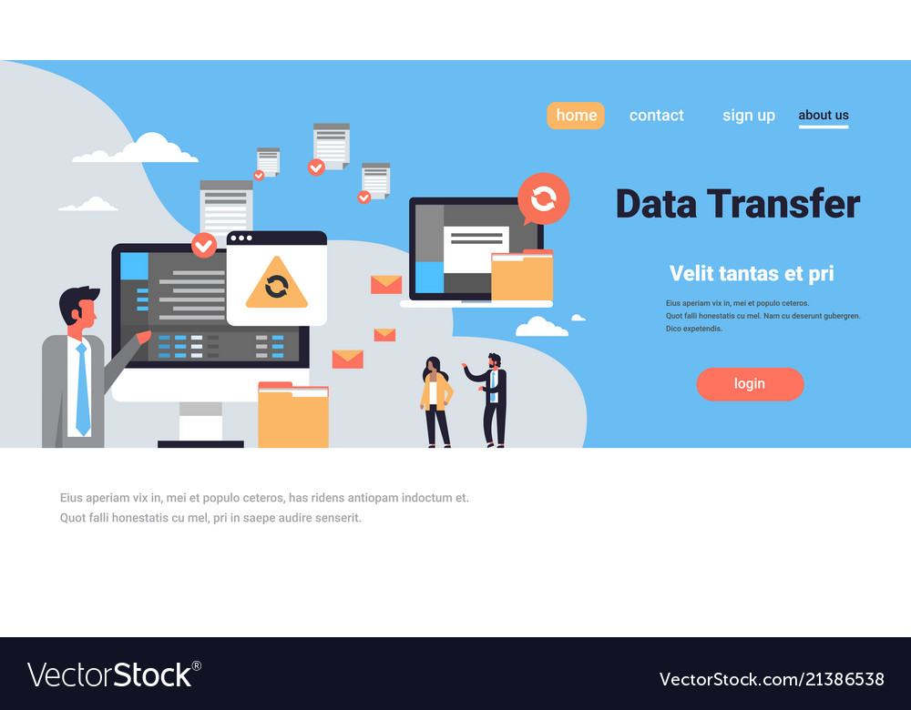 People working data transfer synchronization vector image People working data transfer synchronization