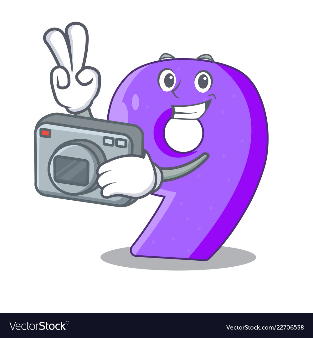 Photographer number nine balloon font shaped