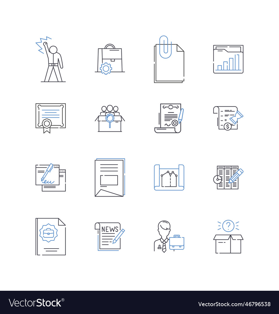 Record processing line icons collection sorting vector image Record processing line icons collection sorting