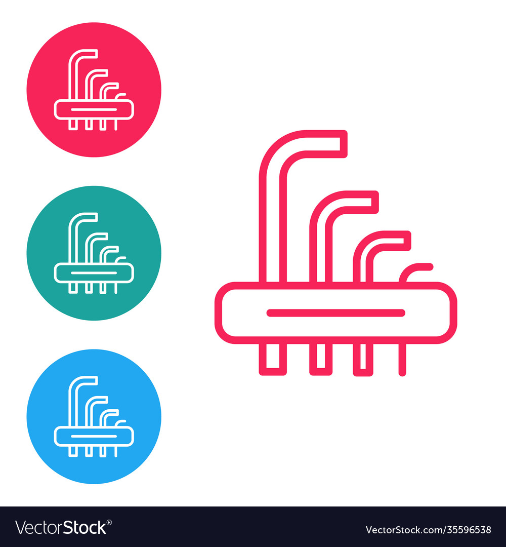 Red line tool allen keys icon isolated on white