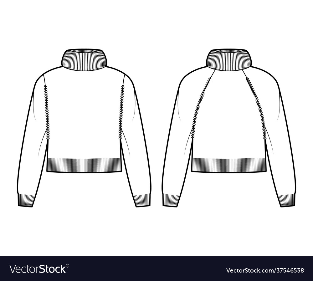 Set cropped sweaters exaggerated turtleneck Vector Image