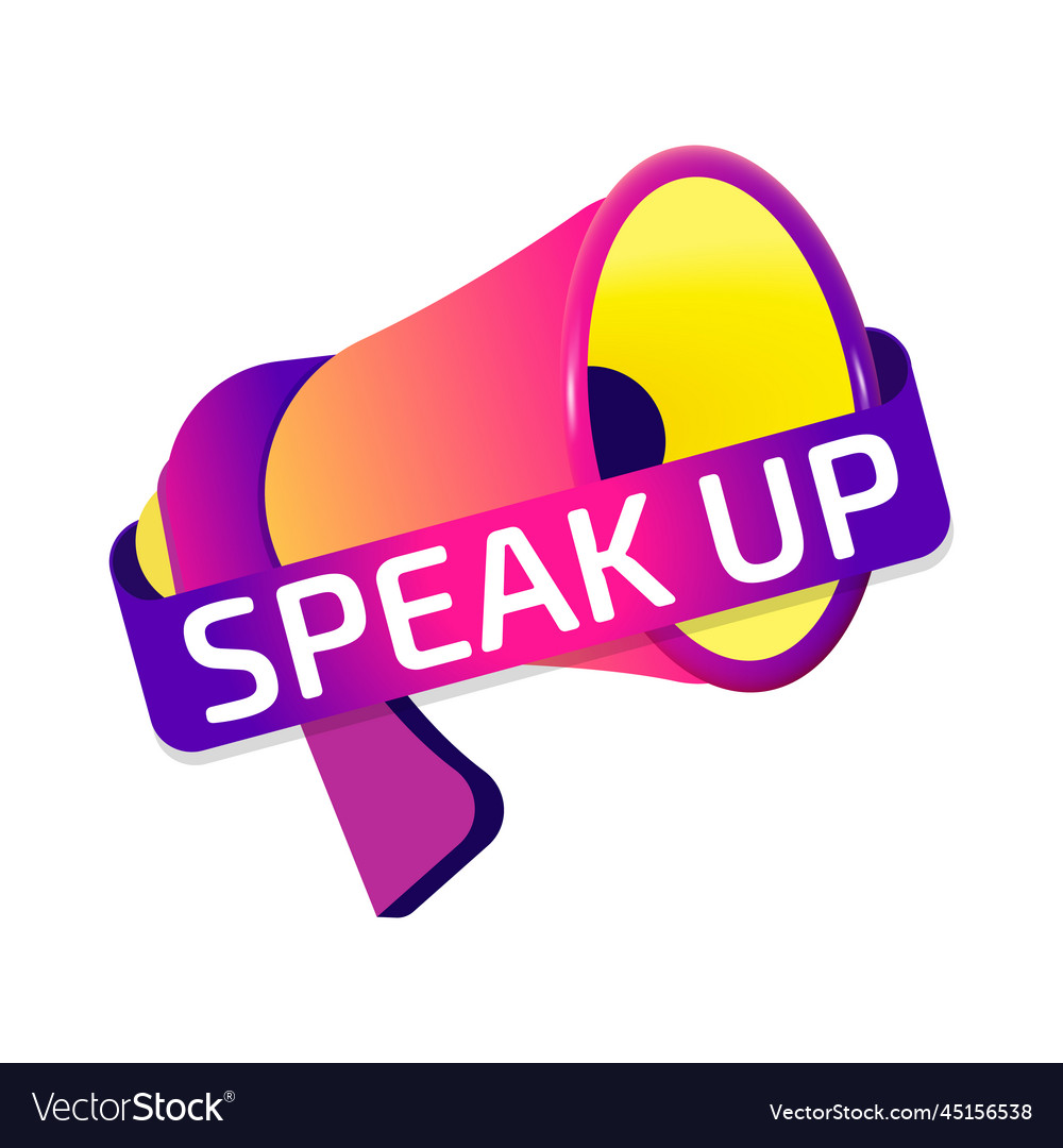 Speak up banner label badge icon with megaphone