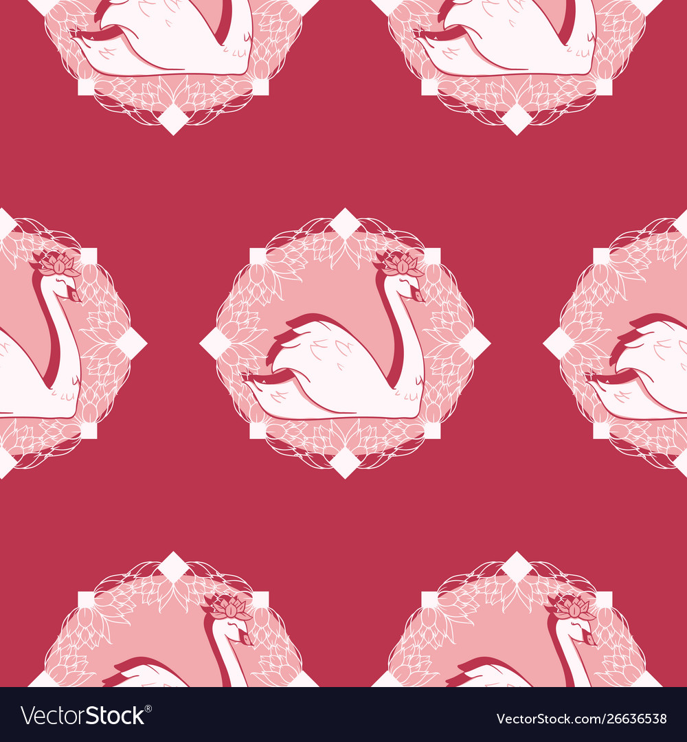 Swan cameo in red with water lilies