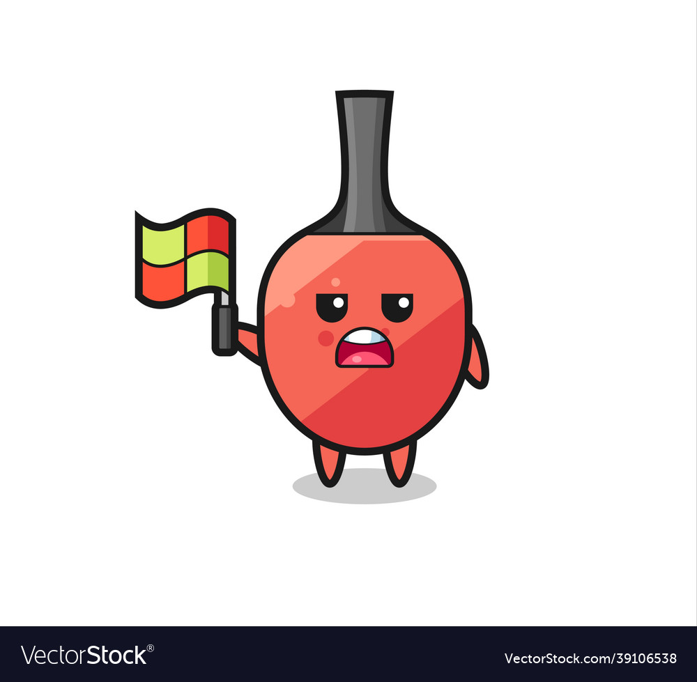 Table tennis racket character as line judge vector image Table tennis racket character as line judge