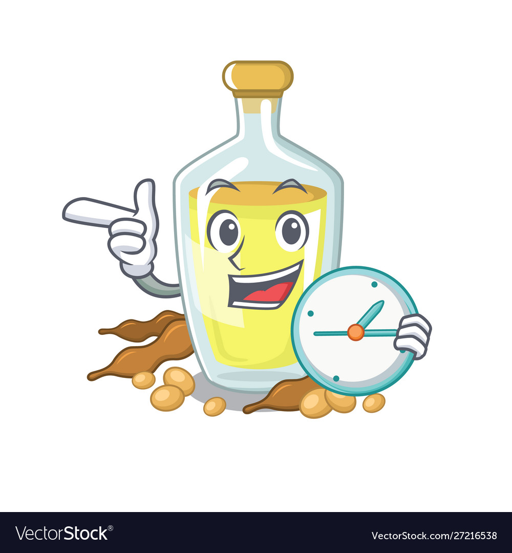 With clock soybean oil in a mascot bowl