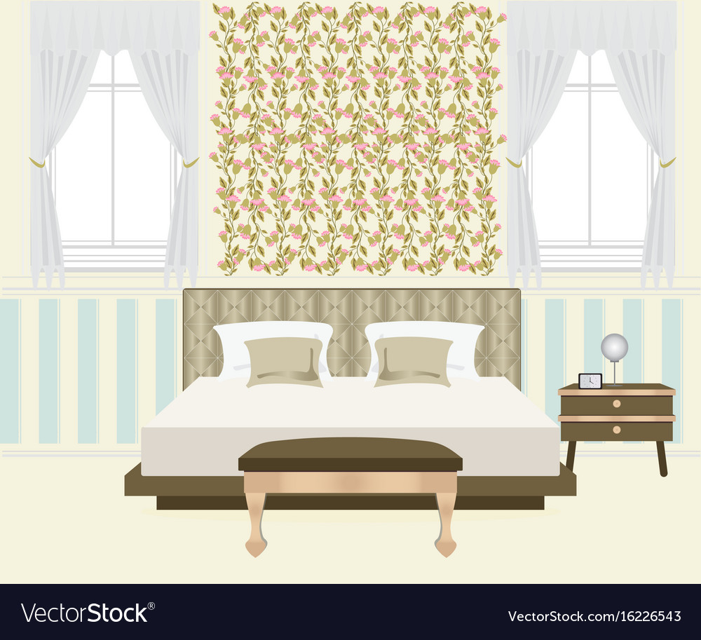 Bedroom interior design Royalty Free Vector Image