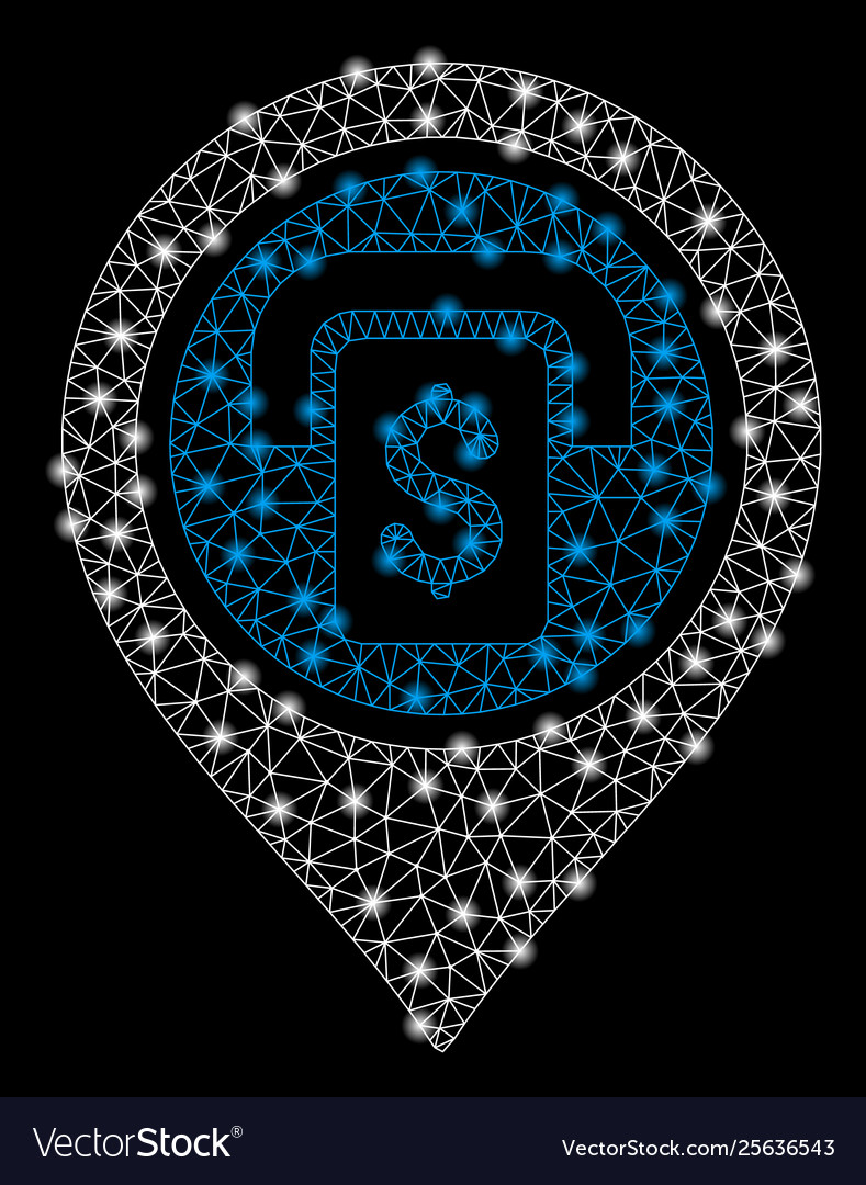 Bright mesh wire frame atm map marker with light vector image Bright mesh wire frame atm map marker with light