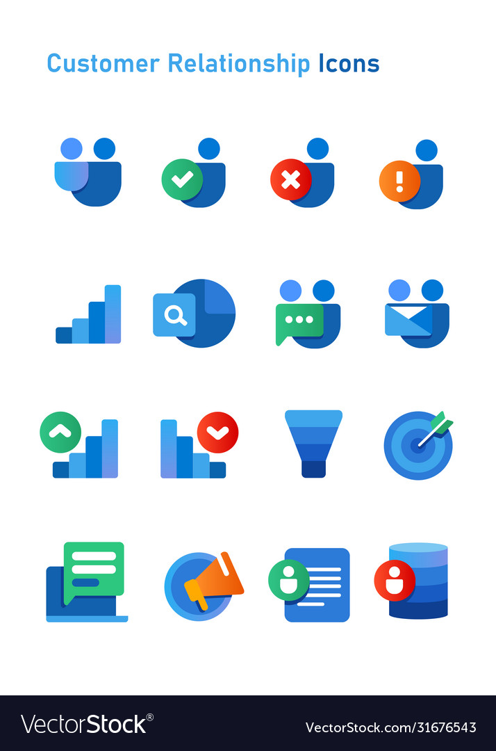 Crm Kundenbeziehung Icons Set Sammlung