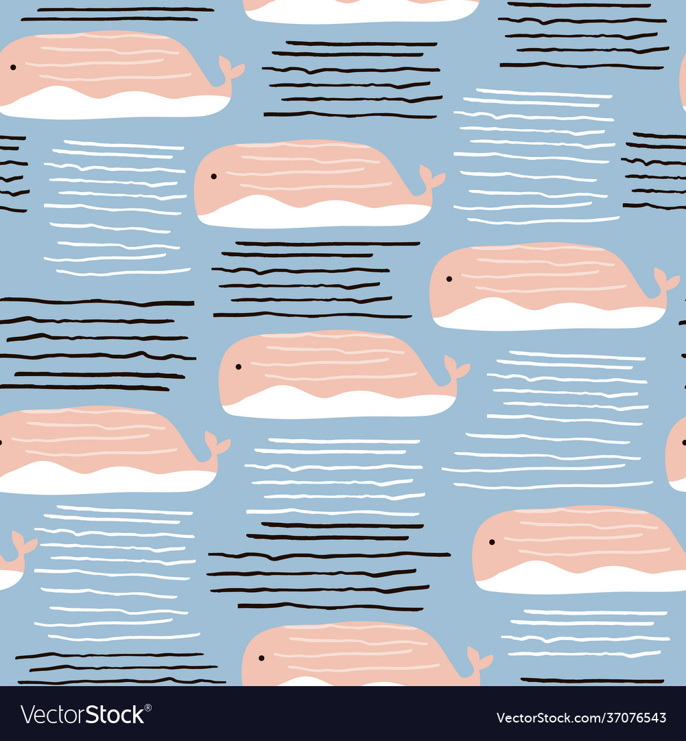 Cute Whale Pattern - Seamless