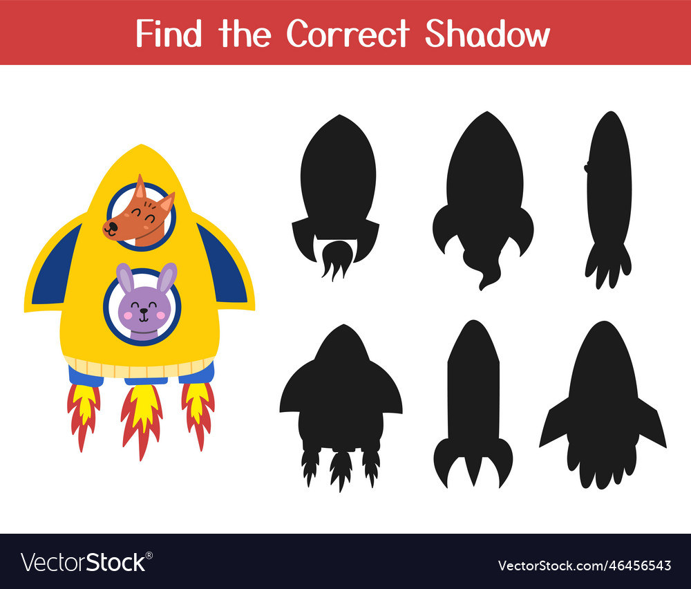 Find the correct shadow matching game with cute vector image Find the correct shadow matching game with cute