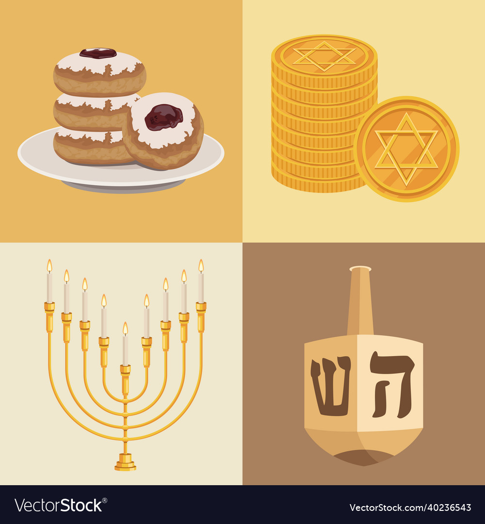 Vier glückliche hanukkah Icons