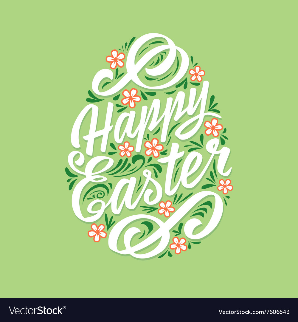 Happy easter greeting card hand-drawing lettering