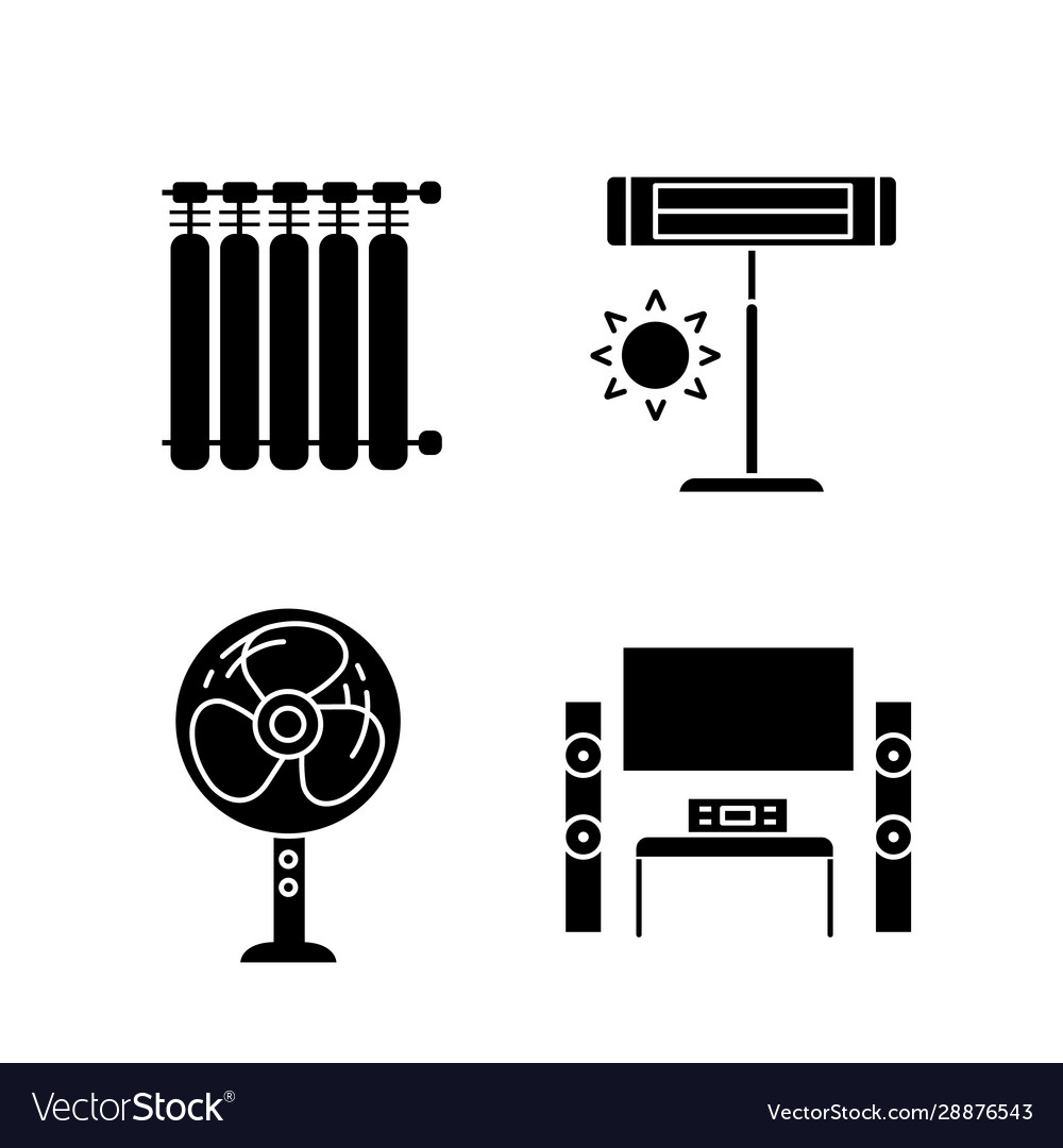 Household appliance glyph icons set