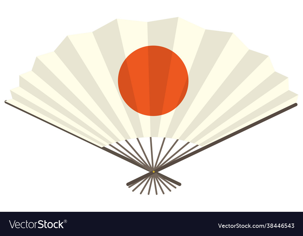 Japanese folding fan or hand with red sun