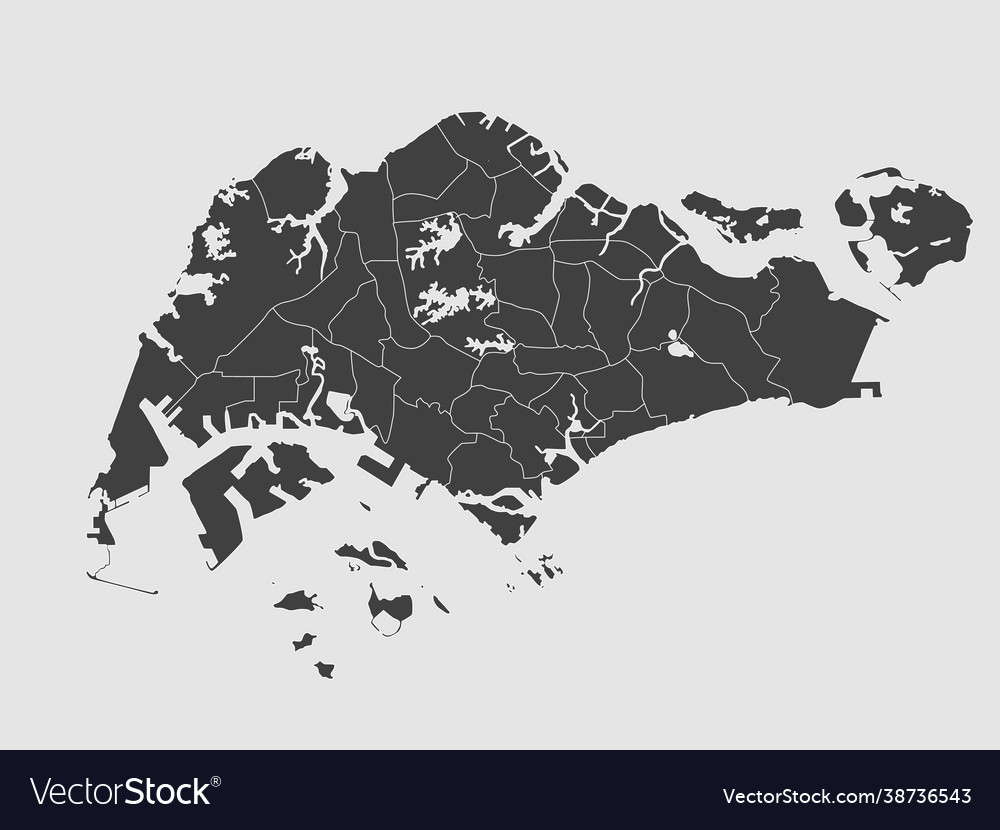 Map country singapore divided on regions Vector Image