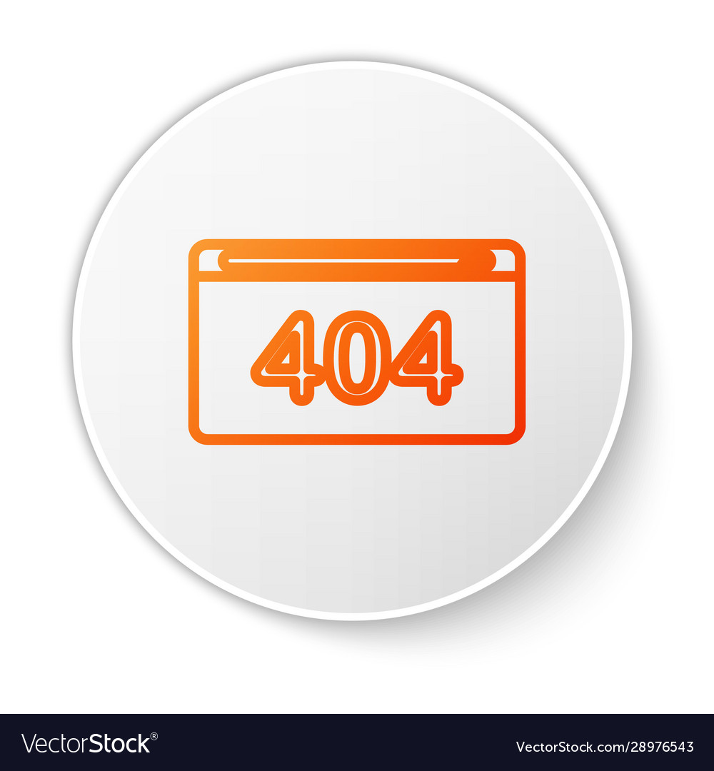 Orange line page with a 404 error icon isolated vector image Orange line page with a 404 error icon isolated