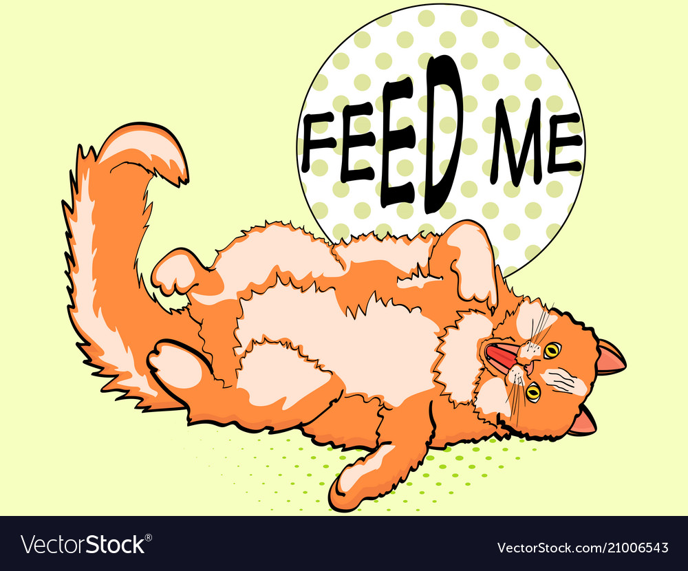 Pop art background red cat lying on back vector image Pop art background red cat lying on back