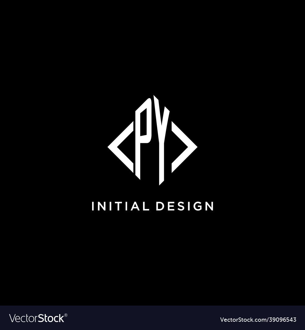 Py initial monogram with rhombus shape logo design