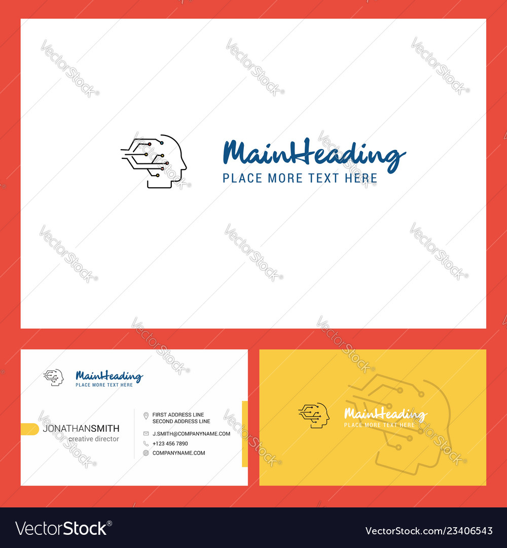 Robotics logo design with tagline front and back vector image Robotics logo design with tagline front and back