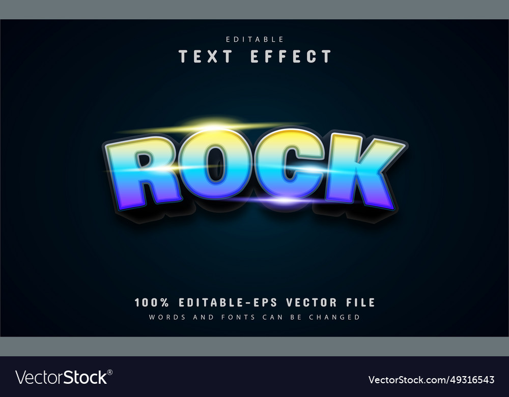 Rock text gradient style effect vector image Rock text gradient style effect