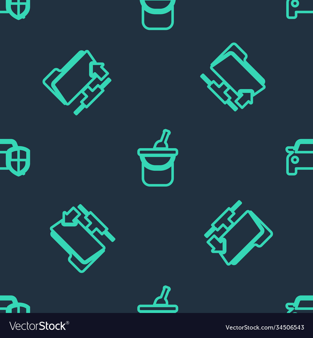 Set line bottle wine in bucket ftp folder vector image Set line bottle wine in bucket ftp folder