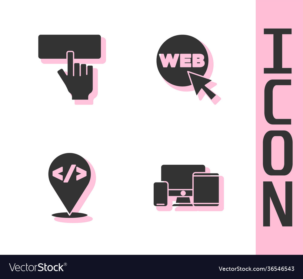 Set monitor mobile tablet keyboard front end vector image Set monitor mobile tablet keyboard front end