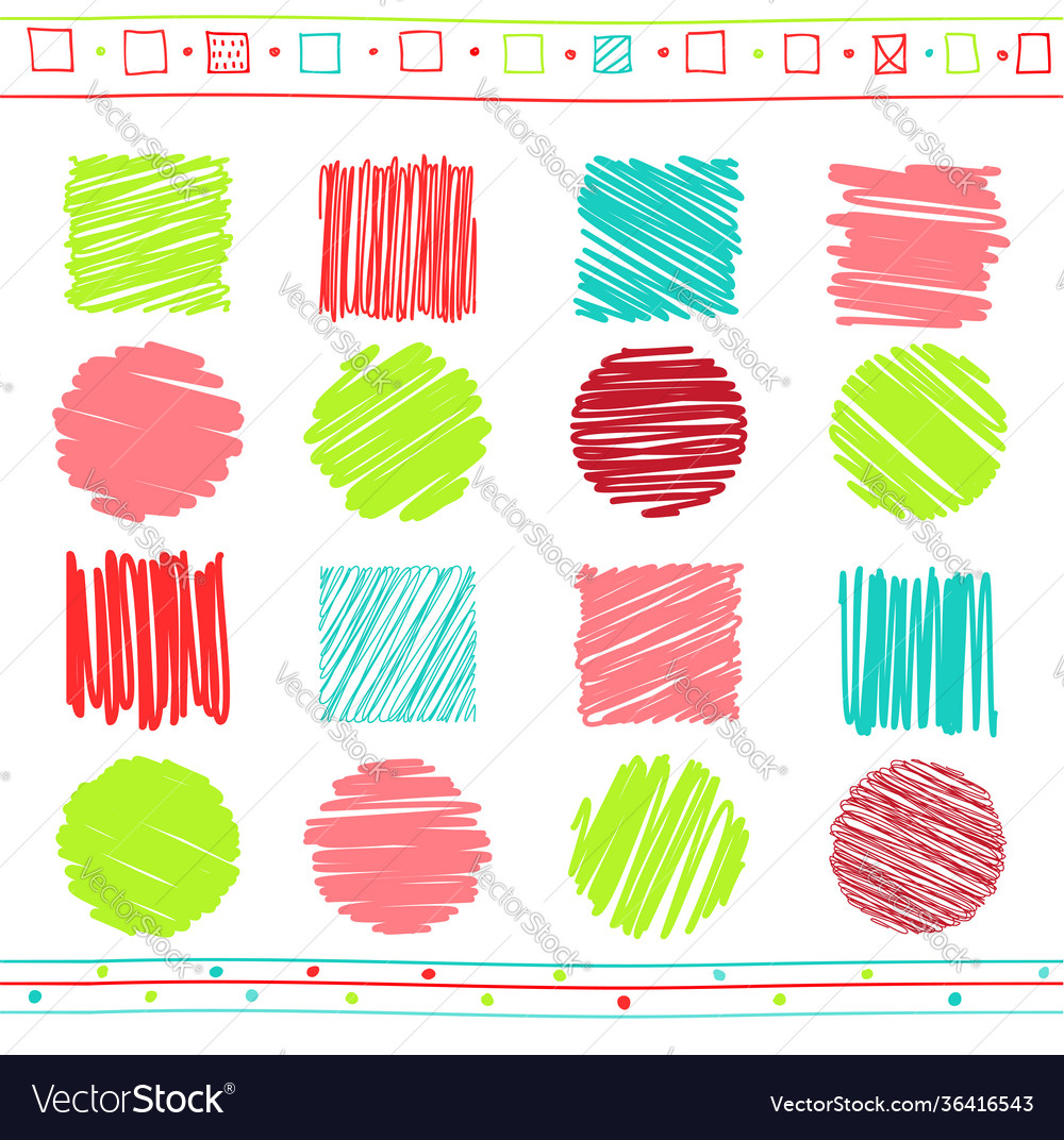 Set scribble elements vector image Set scribble elements