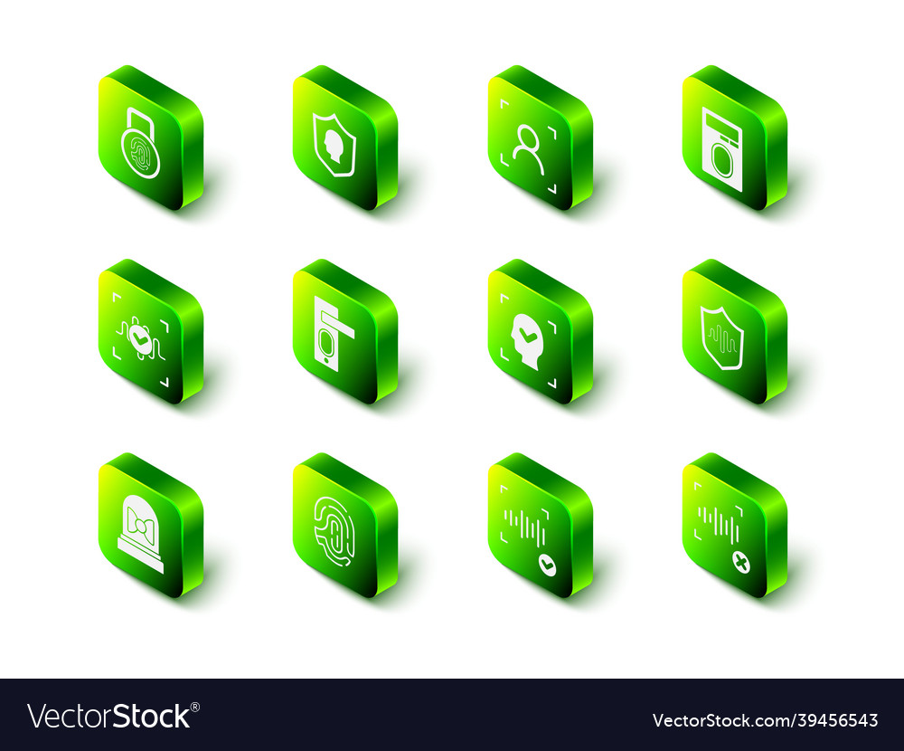 Set user protection face recognition fingerprint vector image Set user protection face recognition fingerprint