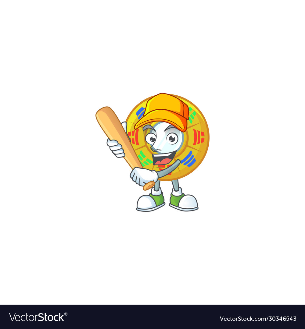 Sporty chinese feng shui cartoon with baseball