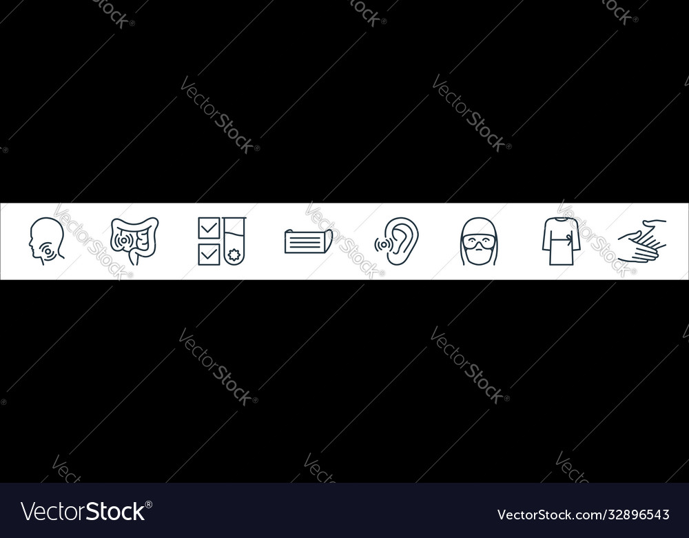 Stop virus line icons linear set quality