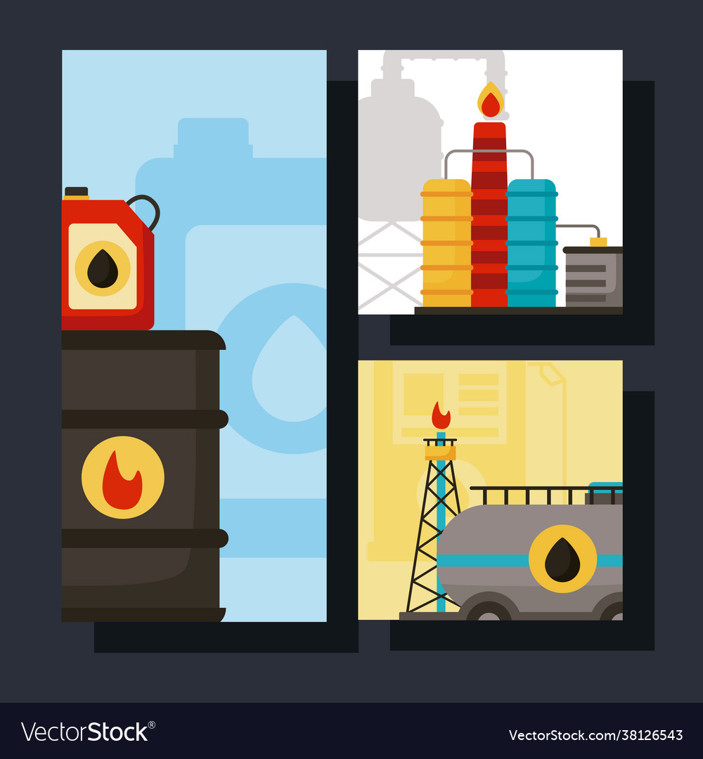 Three oil industry scenes