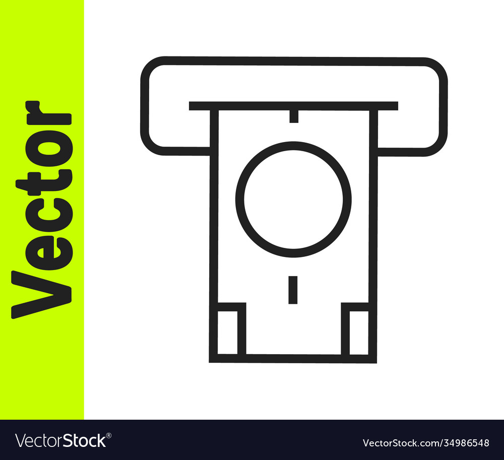 Black line atm - automated teller machine vector image Black line atm - automated teller machine