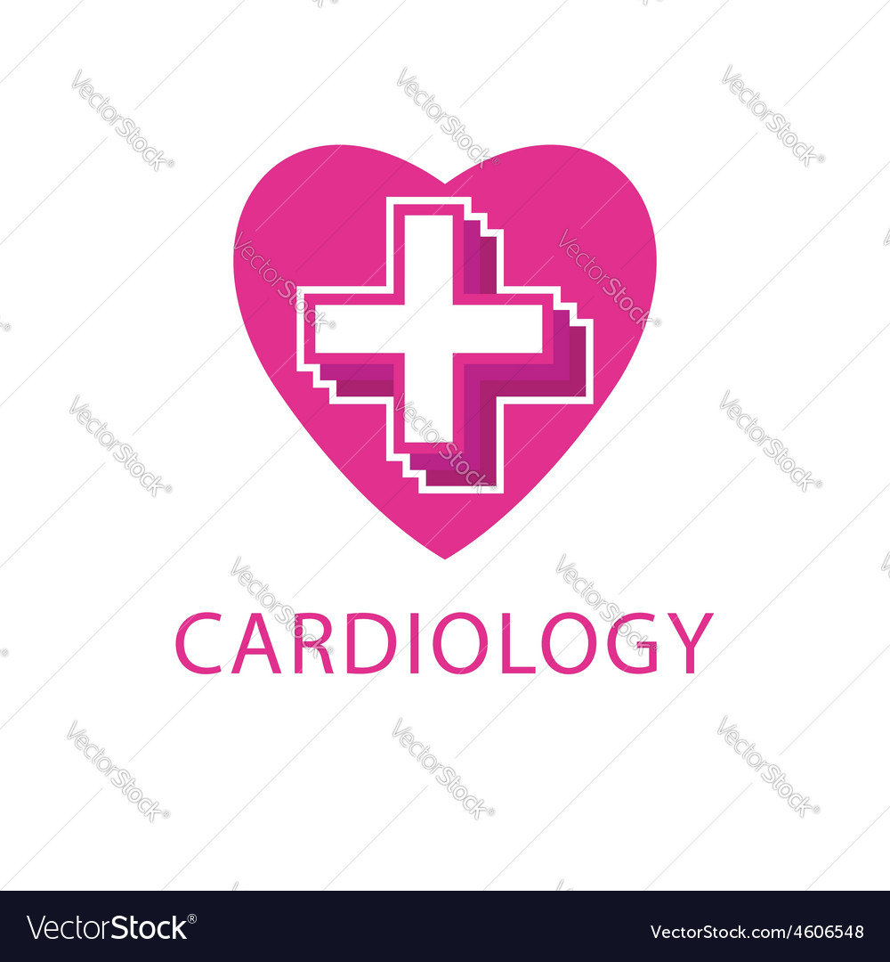 Heart and cross logo cardiology icon Royalty Free Vector