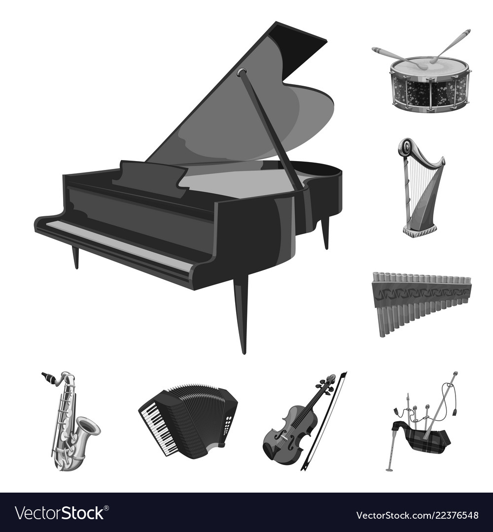 Isolated object of music and tune symbol set vector image Isolated object of music and tune symbol set