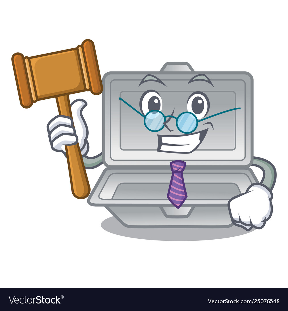 Judge cartoon open styrofoam above table vector image Judge cartoon open styrofoam above table