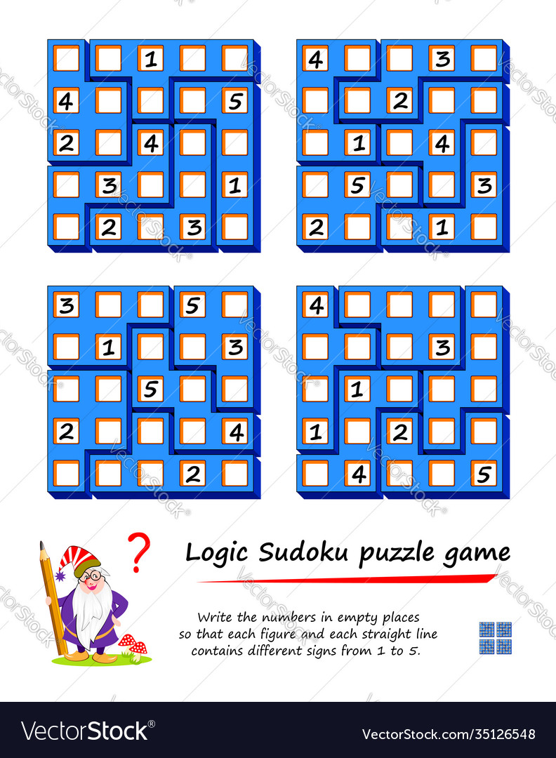 Logic sudoku puzzle game for children write