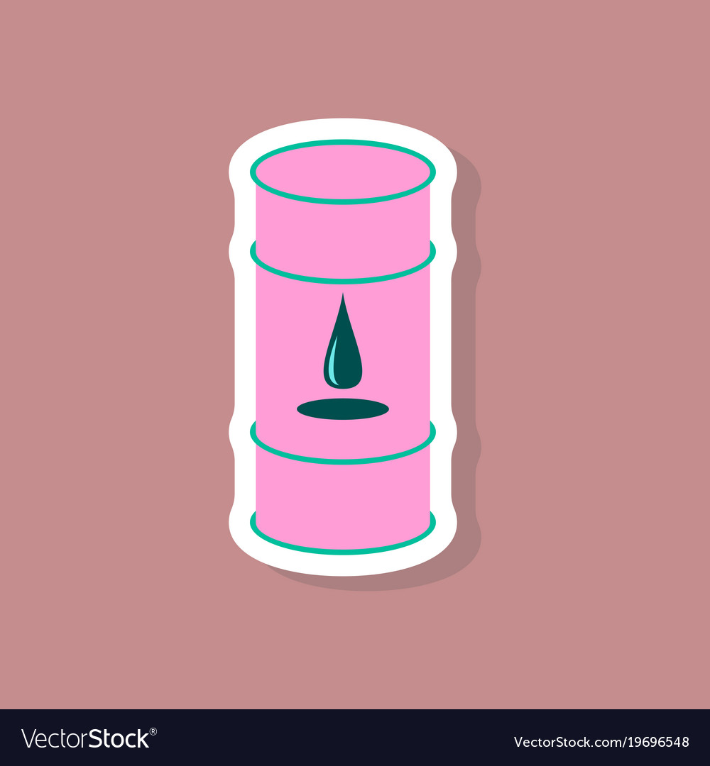 Paper sticker on stylish background barrel of oil