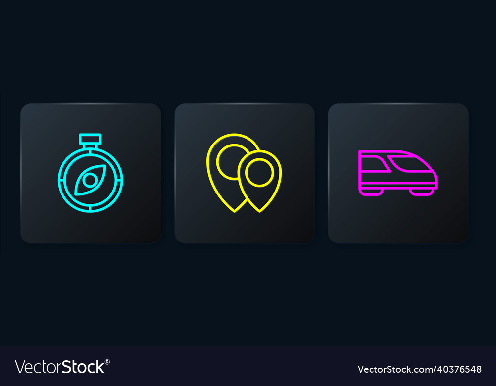 Set line compass high-speed train and location vector image Set line compass high-speed train and location