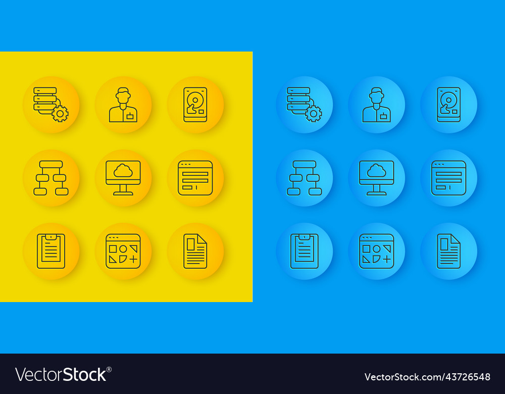Set line server data report hierarchy organogram vector image Set line server data report hierarchy organogram