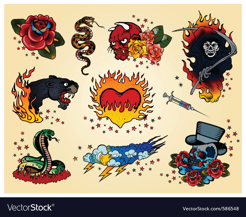 Set of tattoos