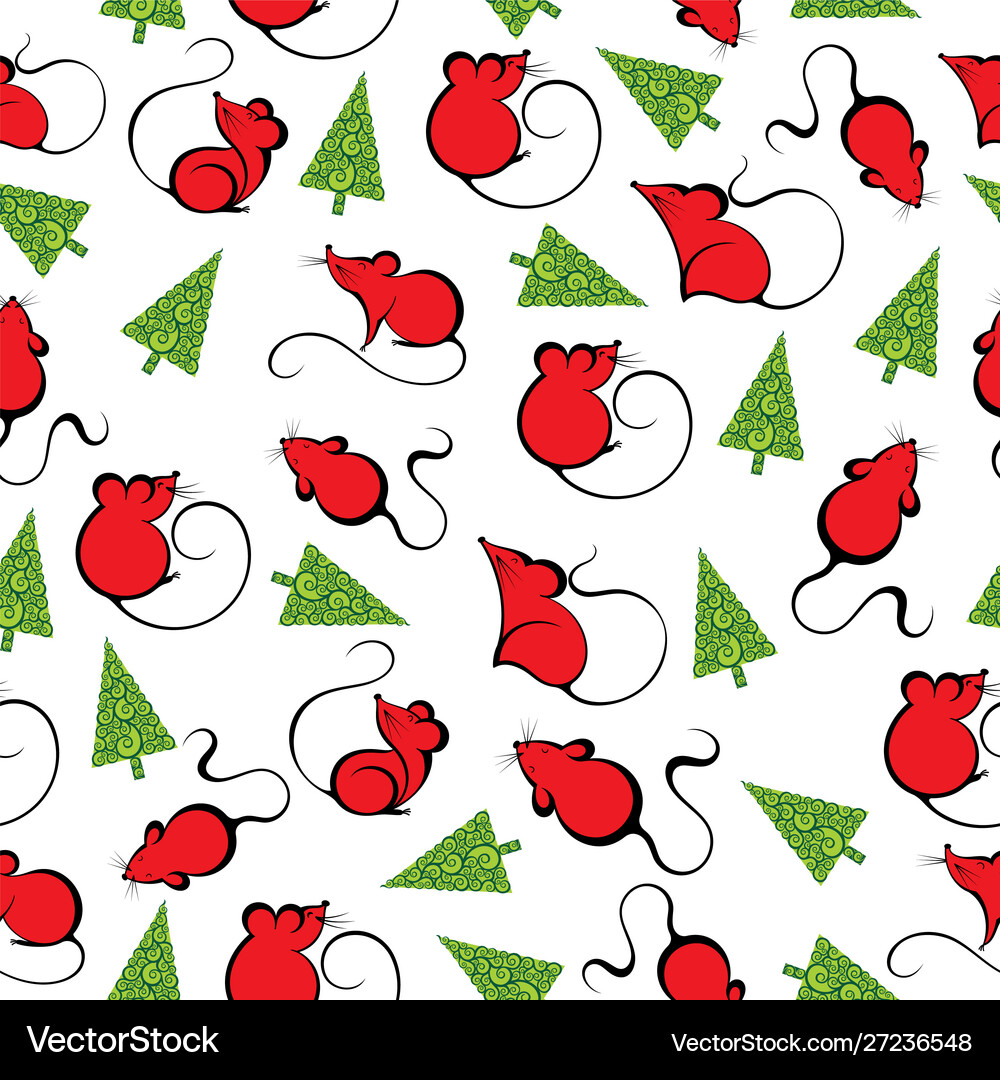 Symbol 2020 Year Banner With Mouse And Tree Vector Image