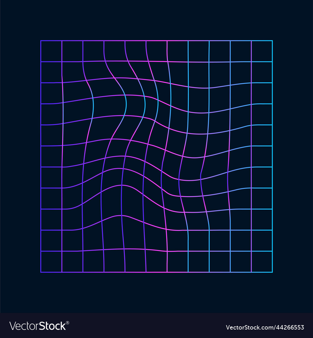 A distorted holographic grid inside an even vector image A distorted holographic grid inside an even