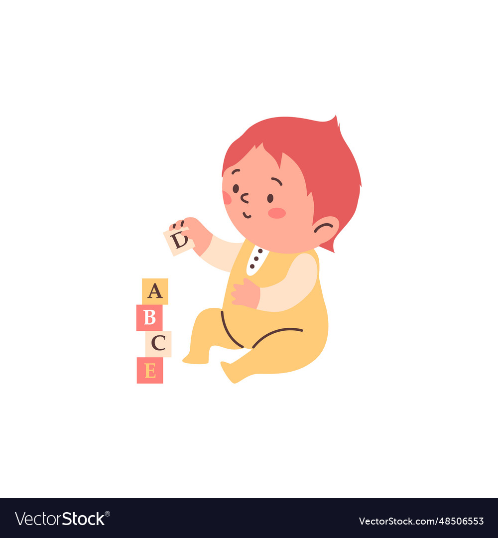 Cheerful toddler sitting collects pyramid