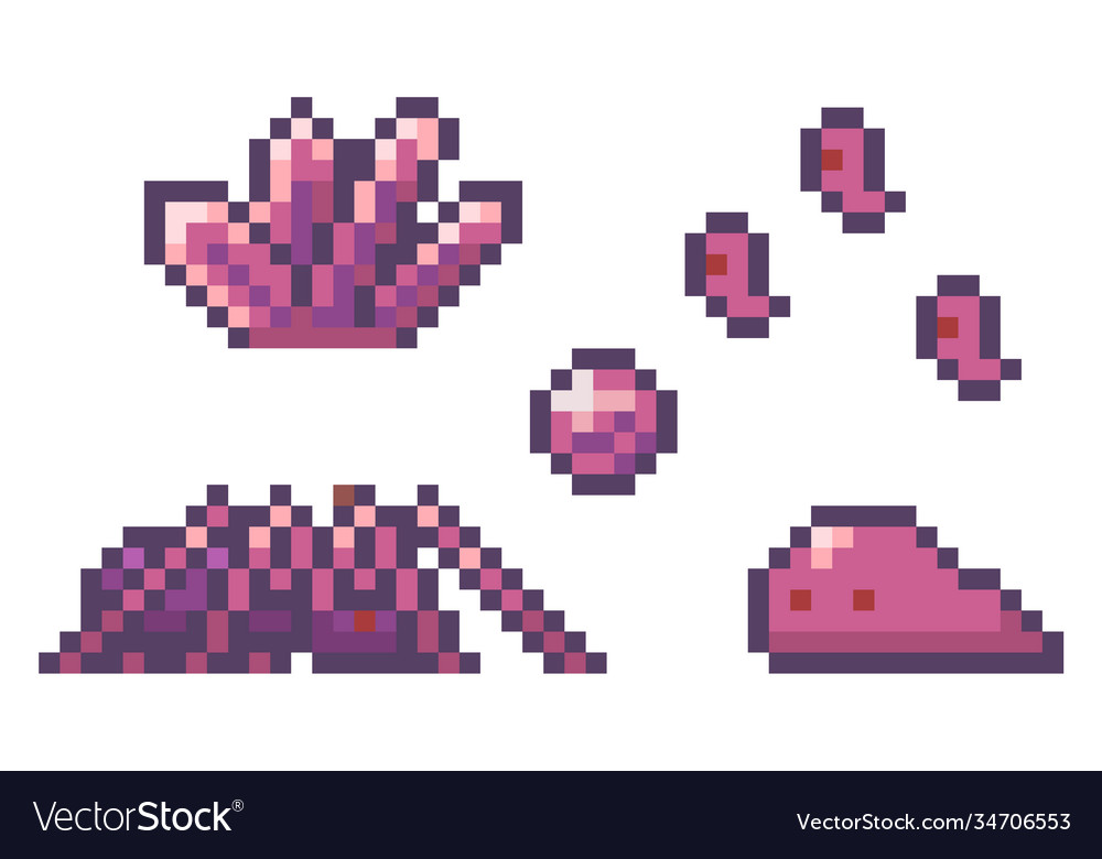 Collection pixel elements for game spider vector image Collection pixel elements for game spider