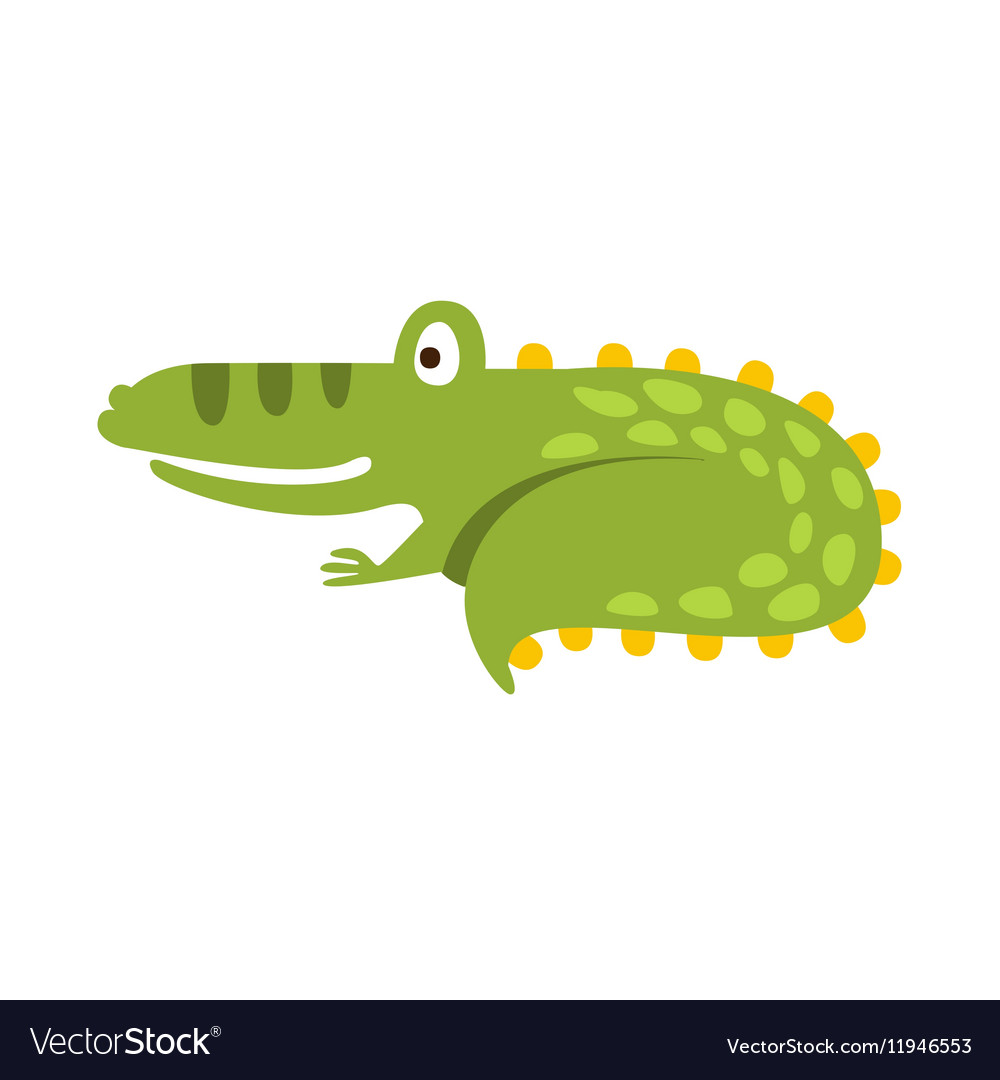 Crocodile curling up like cat flat cartoon green Vector Image